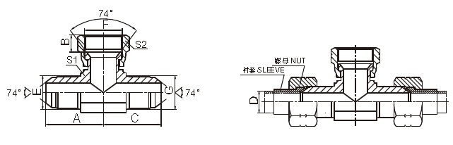 Gli adattatori idraulici/del maschio JIC montaggio a 2 pollici del T di Jic hanno forgiato le tecniche